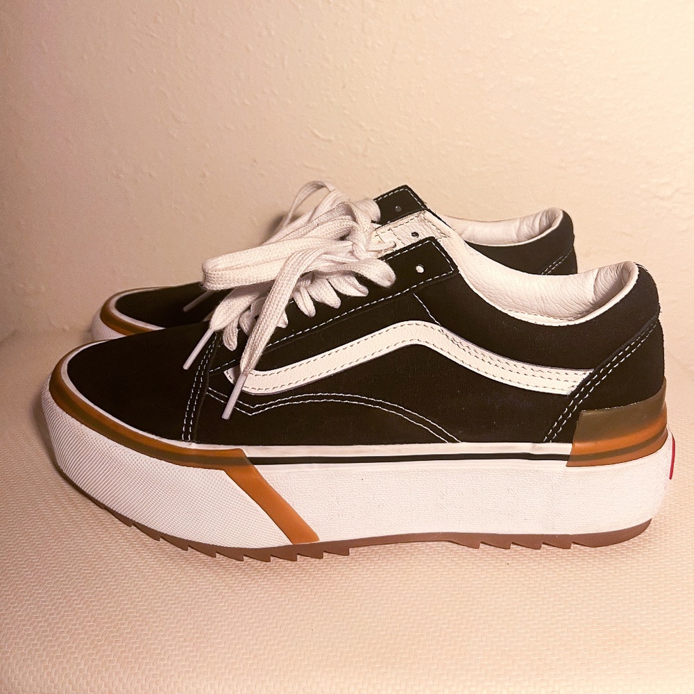 Vans Old Skool Stacked Black & White Platform Shoes